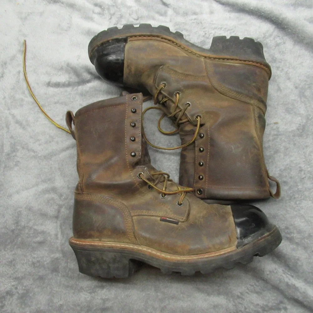Red Wing Men Boot 8D Brown Logger Max Safety Toe Waterproof Iron Ranger 4420 VTG